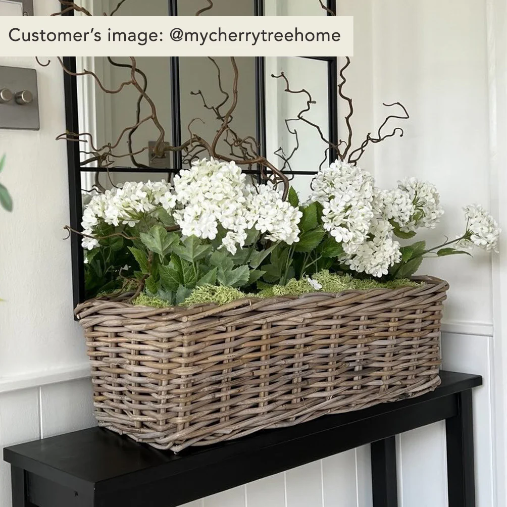 Large Rattan Rectangular Planter - Image 2